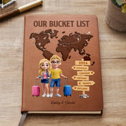 Travel, Gift For Couples, Old Couples, Gift For Yourself - Travel Bucket List For Couples And Travel Lovers - Personalized Leather Journal