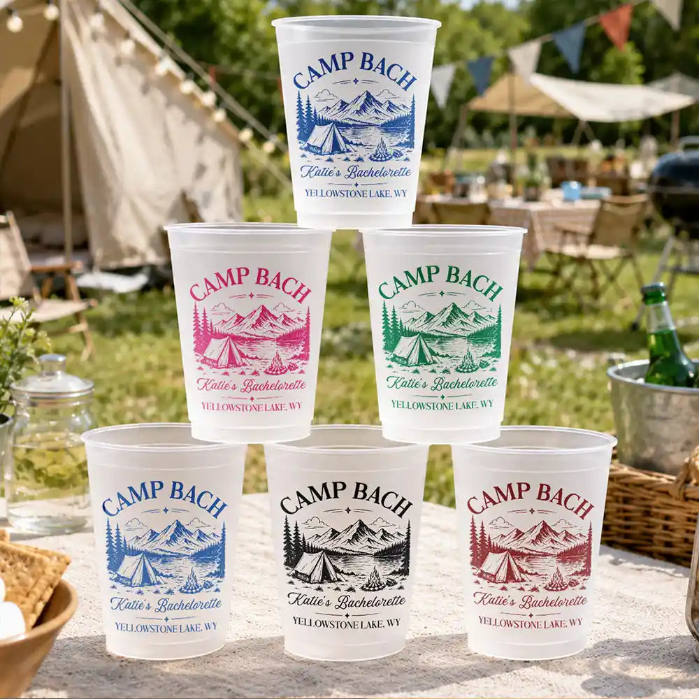 Playful, Gift For Yourself, Custom Text - Camp Bachelorette Party - Personalized Frosted Cups