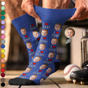Gift For Father,Custom Photo,Adorable,Cut-Face Photo - Custom Photo I Love Dad Best Dad Ever - Personalized Crew Socks