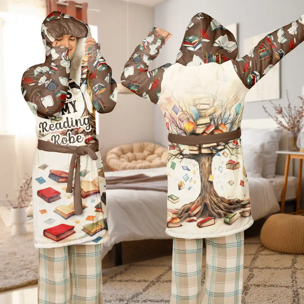 Gift For Women,Reading,Happy - Book Tree This Is My Reading Bath & Bed Item - Personalized Hooded Robe