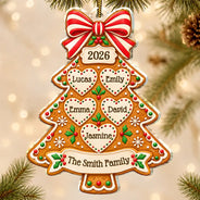 Christmas,Family,Happy,Icon - Christmas Gift For Family - Personalized Gingerbread Tree Names Acrylic Ornament