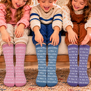 Christmas, Custom Text, Gift For Kids, Playful - Gift For Kids - Personalized Name Heart Star Pattern Socks