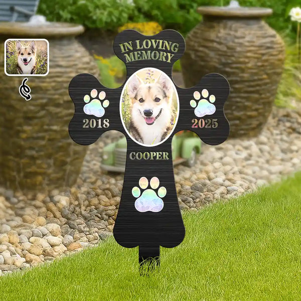 Memorial,Sad,Pet Lovers - Custom Photo In Loving Memory Pet - Personalized Metal Garden Stake