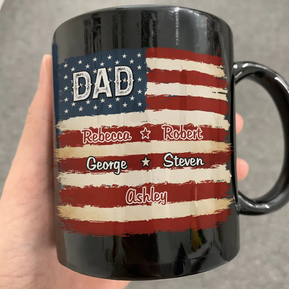 Gift For Father,Gift For Grandpa,Independence Day,Custom Text,Confident - Stars & Stripes US Flag American Dad Grandpa - Personalized Mug