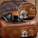 Gift For Yourself,Gift For Women,Gift For Men,Travel,Happy - All My Travel Crap - Personalized Leather Toiletry Bag