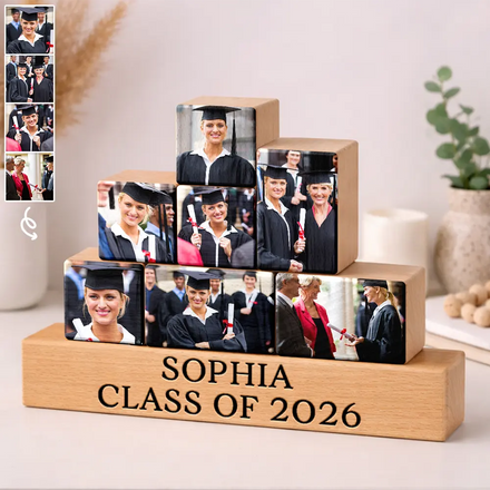 Custom Photo Congratulations Graduate - Personalized Wooden Stacking Photo Blocks