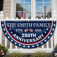 Independence Day,America 250th,Family,Gift For Sibling,Gift For Grandparents,Parents,Gift For Yourself,Proud - 250th Anniversary US Independence Day - Personalized Non-Pleated Fan Flag