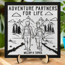 Gift For Couples,Gift For Husband,Old Couples,Gift For Wife,Gift For Boyfriend,Gift For Girlfriend,LGBT,Love - Adventure Partners For Life - Personalized 2-Layered Wooden Plaque With Stand