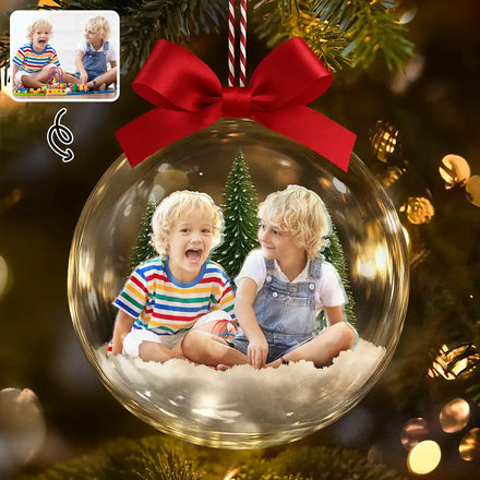 Custom Photo Grandparents Papa Nana We Love You - Personalized 3D Acrylic Ball Ornament