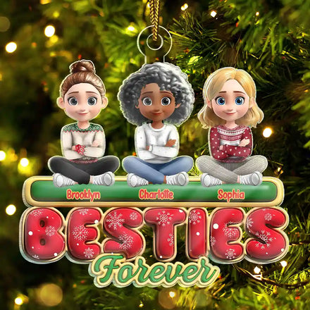 Besties Friends Siblings Forever 3D Effect - Personalized Custom Shaped Acrylic Ornament