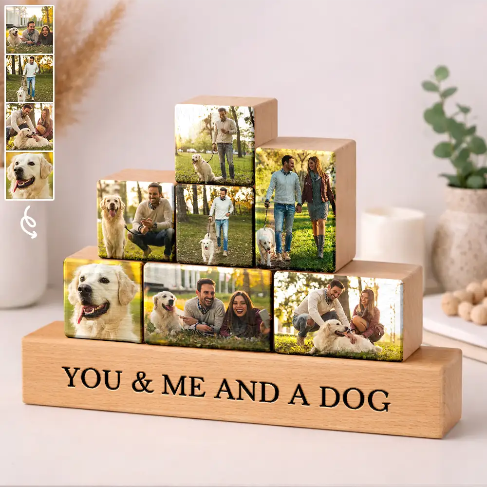 Custom Photo Cute Dog Cat For Pet Lover - Personalized Wooden Stacking Photo Blocks