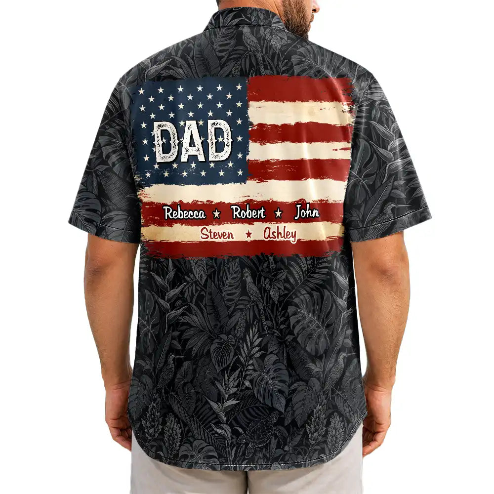 Gift For Father,Gift For Grandpa,Independence Day,Custom Text,Confident - Stars & Stripes US Flag American Dad Grandpa - Personalized Hawaiian Shirt