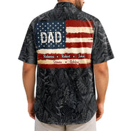 Gift For Father,Gift For Grandpa,Independence Day,Custom Text,Confident - Stars & Stripes US Flag American Dad Grandpa - Personalized Hawaiian Shirt