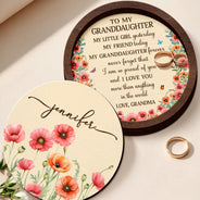 Gift For Daughter,Gift For Women,Happy,Gift For Grandkids - Watercolor Birth Month Flower My Daughter Granddaughter Forever - Personalized 2-Layered Wooden Ring Dish