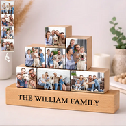 Family,Gift For Women,Gift For Men,Gift For Uncle,Gift For Mother,Gift For Aunt,Gift For Grandpa,Gift For Father,Gift For Grandparents - Custom Photo Family Together - Personalized Wooden Stacking Photo Blocks