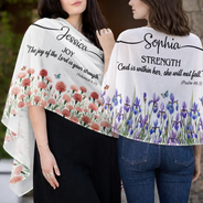 Gift For Women,Gift For Mother,Gift For Grandma,Gift For Daughter,Love,Christian - Custom Name With Bible Verse And Birth Month Flower - Personalized Lightweight Soft Shawl
