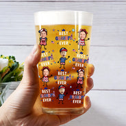 Gift For Father,Custom Photo,Independence Day,Top Market,Proud,Upload Photo - Custom Photo Stars & Stripes Best Dad Grandpa Ever - Personalized Beer Glass