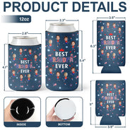 Gift For Mother,Gift For Grandma,Happy,Gift For Father,Gift For Grandpa,Independence Day,Photo,Icon,Humorous - Custom Photo Stars & Stripes Best Dad Mom Grandpa Grandma Ever - Personalized Can Cooler Sleeve