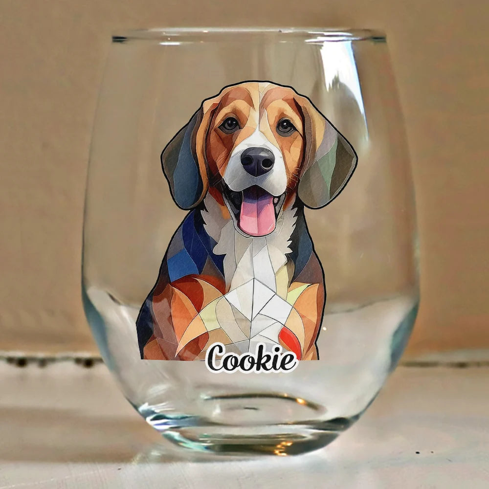 Gift For Wife,Gift For Mother,Gift For Grandma,Gift For Grandparents,Family,Love - Custom Photo Stained Glass Portrait Mom Grandma Parents Family - Personalized Stemless Wine Glass