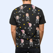 Gift For Grandma,Gift For Mother,Love,Stick Figure - Custom Photo This Grandpa Grandma Dad Mom Belongs To Kids Pet - Personalized Full Print T Shirt