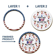 Gift For Mother,Gift For Grandma,Happy,Gift For Father,Gift For Grandpa,Independence Day,Photo,Icon,Humorous - Custom Photo Stars & Stripes Drive Safe Dad Mom Grandpa Grandma - Personalized Custom Shaped Car Visor Clip
