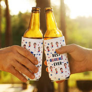 Gift For Mother,Gift For Grandma,Happy,Gift For Father,Gift For Grandpa,Independence Day,Photo,Icon,Humorous - Custom Photo Stars & Stripes Best Dad Mom Grandpa Grandma Ever - Personalized Can Cooler Sleeve
