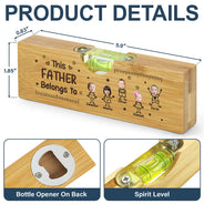 Gift For Father,Gift For Grandpa,Happy,Non-Eng,Photo,Icon,Humorous - Custom Photo This Grandpa Grandma Belongs To Kids Pet - Personalized Bottle Opener Wood Level