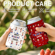 Gift For Mother,Gift For Grandma,Happy,Gift For Father,Gift For Grandpa,Independence Day,Photo,Icon,Humorous - Custom Photo Stars & Stripes Best Dad Mom Grandpa Grandma Ever - Personalized Can Cooler Sleeve