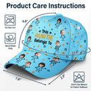 Gift For Grandma,Gift For Mother,Love,Stick Figure - Custom Photo This Grandpa Grandma Dad Mom Belongs To Kids Pet - Personalized Classic Cap