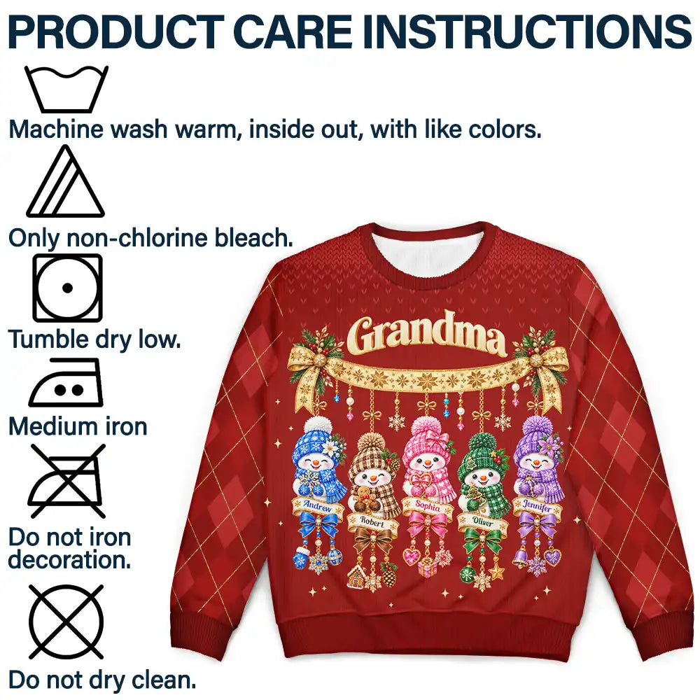 Christmas,Gift For Grandma,Gifts For Her,Icon,Sentimental - Christmas Gift For Grandma - Personalized Grandkids Snowmen Unisex Ugly Sweater