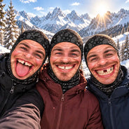 Christmas, Humorous, Icon, Skiing - Winter Skiing Gag Gift For Friends, Matching Gear For Couple - Personalized 3D Realistic Funny Face Printed Balaclava Face Mask