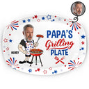 Custom Photo,Gift For Grandpa,Gift For Father,Photo,Proud - Custom Photo Papa's Grilling Plate Stars & Strips - Personalized Plate