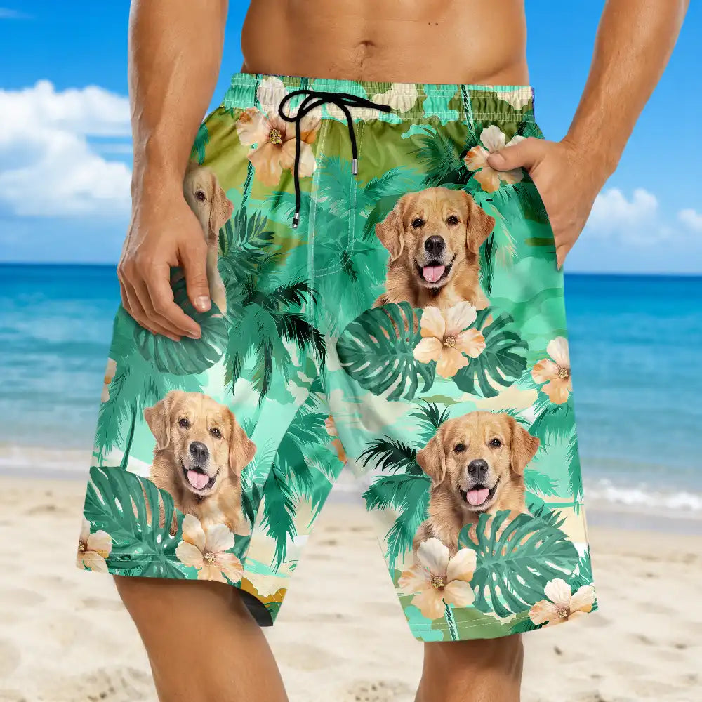 Custom Photo Beach Summer Tropical Fun Face Vacation Vibe - Personalized Unisex Beach Shorts