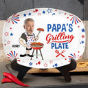 Custom Photo,Gift For Grandpa,Gift For Father,Photo,Proud - Custom Photo Papa's Grilling Plate Stars & Strips - Personalized Plate