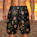 Custom Photo Best Papa Ever Trophy Dad - Personalized Unisex Beach Shorts