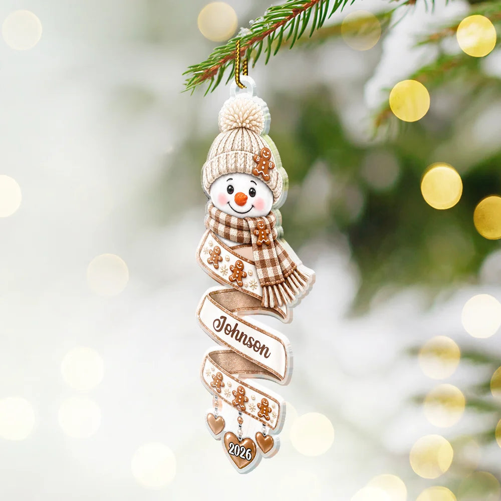 Christmas, Family, Icon, Playful - Christmas Gift For Kids Family Friends - Personalized Name Snowman Spiral Acrylic Ornament