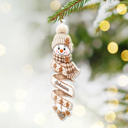 Christmas, Family, Icon, Playful - Christmas Gift For Kids Family Friends - Personalized Name Snowman Spiral Acrylic Ornament