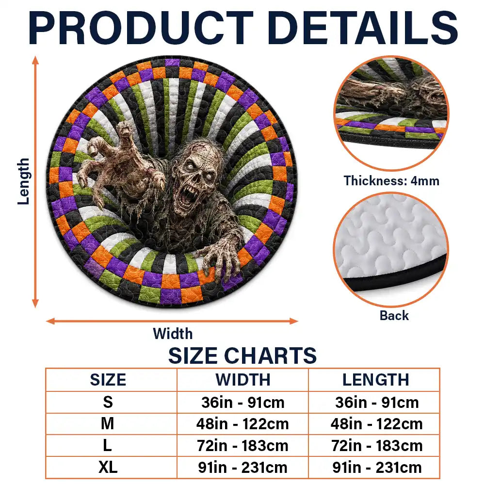 Top Market,Humorous,Halloween,Gift For Yourself,Icon - Halloween 3D Effect Skeleton Witch Horor Vortex Quilted Doormat - Personalized Custom Shaped Rug