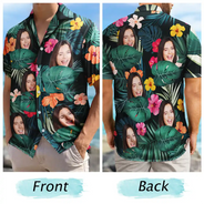 Custom Photo Black Tropical Funny Family Pet Face - Gift For Men, Best Friends, Siblings, Dog And Cat Lovers - Personalized Custom Hawaiian Shirt