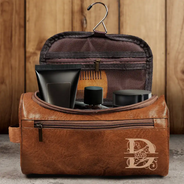 Monogram Family Name - Personalized Leather Toiletry Bag