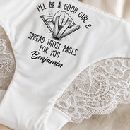 Wedding Anniversary,Gift For Wife,Humorous,Gift For Couples,Custom Text - Readling Book Whore Spread Those Pages Funny Underwear For Wife - Personalized Panty
