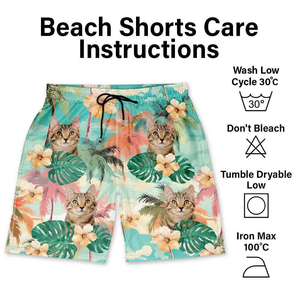Custom Photo Beach Summer Tropical Fun Face Vacation Vibe - Personalized Unisex Beach Shorts