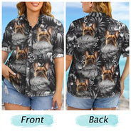 Custom Photo Black Tropical Funny Family Pet Face - Gift For Men, Best Friends, Siblings, Dog And Cat Lovers - Personalized Custom Hawaiian Shirt