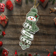 Christmas, Family, Icon, Playful - Christmas Gift For Kids Family Friends - Personalized Name Snowman Spiral Acrylic Ornament