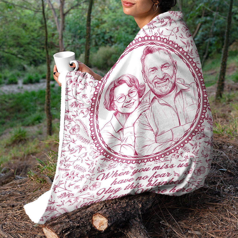 Art Design,Memorial Loved One,Cozy,Gift For Yourself,Memorial,Photo - Pencil Sketch - Remove BG - Custom Photo Pencil Sketch I'm Always With You Portrait Memorial Remembrance - Personalized Fleece Blanket, Sherpa Blanket