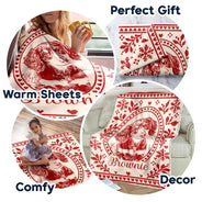 Art Design, Christmas, Pet Lovers, Photo -  Knit-Style Line Art, Happy - Custom Photo Christmas Lovely Dog Pet Portrait - Personalized Fleece Blanket, Sherpa Blanket