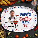 Custom Photo,Gift For Grandpa,Gift For Father,Photo,Proud - Custom Photo Papa's Grilling Plate Stars & Strips - Personalized Plate