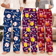 Christmas, Gift For Mother, Gifts For Her, Happy, Icon, Mom - Children, Softball - Christmas Gift For Sports Lovers - Personalized Coquette Bow Star Lightning Pajama Pants