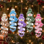 Christmas, Family, Icon, Playful - Christmas Gift For Kids Family Friends - Personalized Name Snowman Spiral Acrylic Ornament