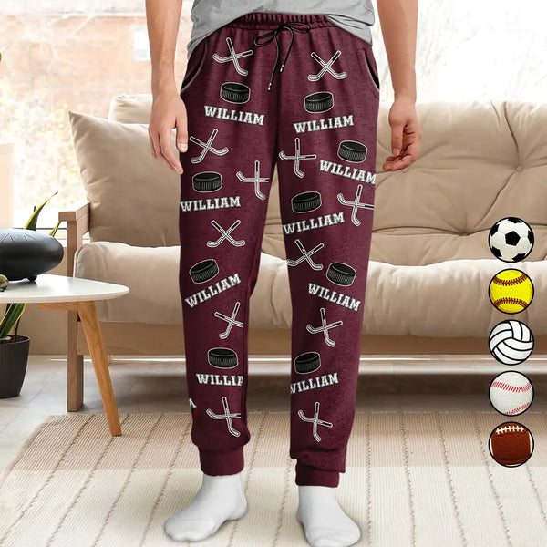 Sports Pattern Baseball Volleyball Basketball - Personalized Sweatpants